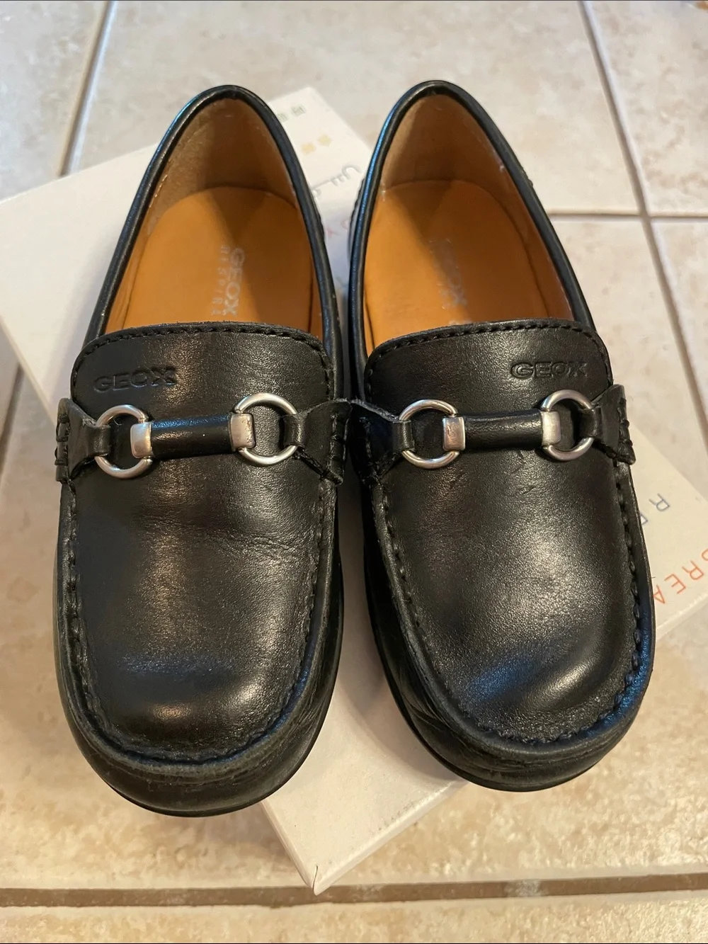Geox Black Leather Toddler Boys’ Dress Loafers